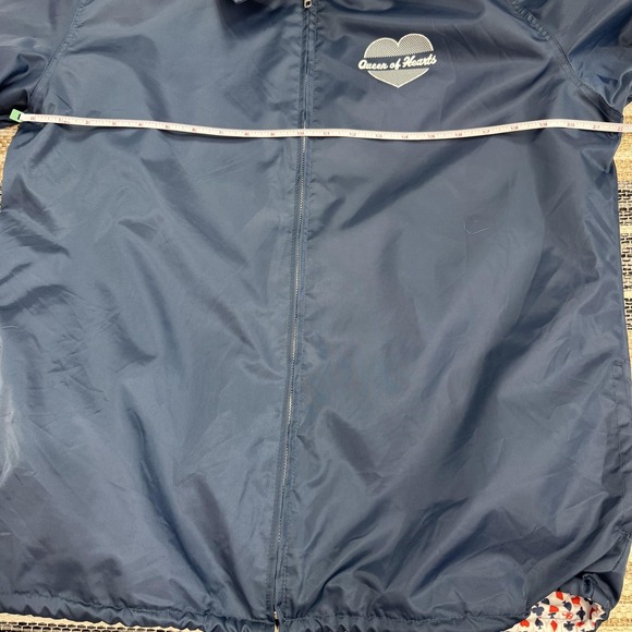 Tuesday Bassen Jacket Womens‎ Large Navy Queen of Hearts Zip Windbreaker Graphic - Picture 13 of 16
